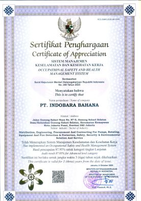 Sertifikat SMK3 Indobara Bahana