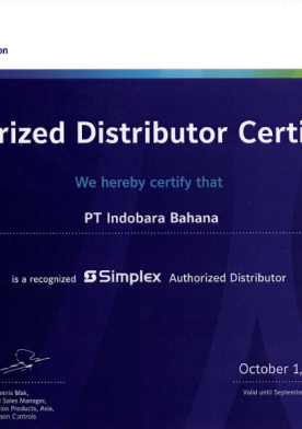 Sertifikat Authorized Distributor Certificate